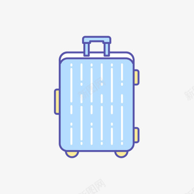 蓝色手绘圆角旅行箱元素矢量图图标图标
