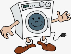 洗衣机手绘卡通手绘滚筒洗衣机高清图片