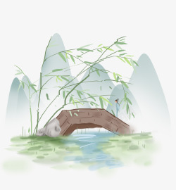 中国风手绘水墨风景山水徽派建筑59素材