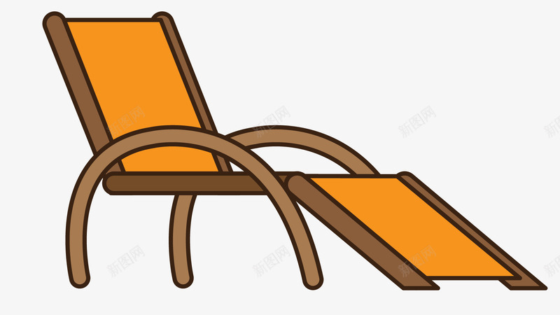 扁平风格黄色沙滩椅png免抠素材_新图网 https://ixintu.com 卡通沙滩椅 彩色沙滩椅 扁平 折叠椅 椅子 沙滩椅 黄色