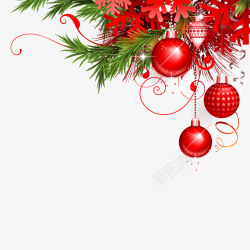 红色彩球圣诞节装饰矢量图高清图片