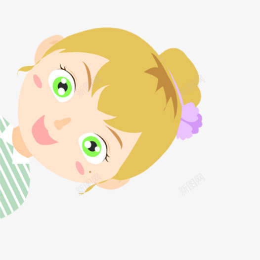 活泼可爱的女孩png免抠素材_新图网 https://ixintu.com 活泼 可爱的 女孩 绿眼睛 丸子发型 儿童节 六一 插画 素材