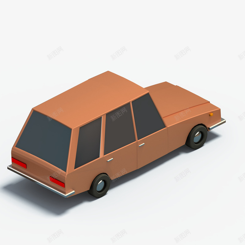 棕色SUV的背面模型png免抠素材_新图网 https://ixintu.com 交通 汽车 汽车模型 立体 等轴3D 红色尾灯 高端 黑色玻璃