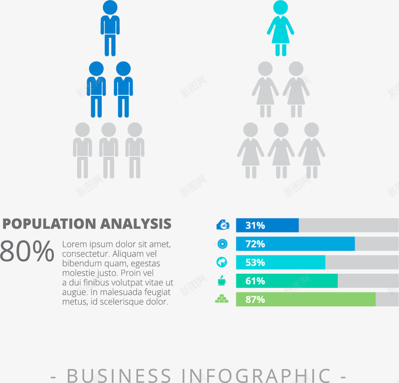 人数分析信息图表png免抠素材_新图网 https://ixintu.com 信息图表 免抠png图片 免抠png图片素材 免费png图片 分类占比 小人占比图