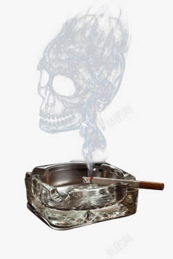 烟灰缸素材创意骷髅烟圈高清图片