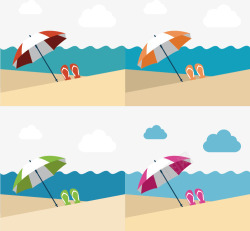 沙滩上的遮阳伞素材