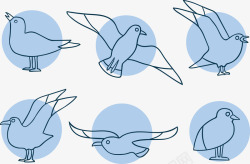 海鸥集矢量图素材