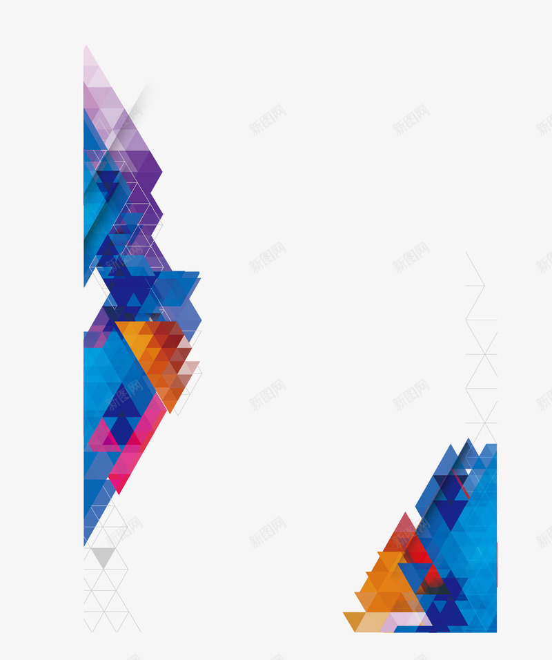 五彩色块背景png免抠素材_新图网 https://ixintu.com 三角形 方块 蓝色