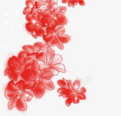 红色手绘花朵素材