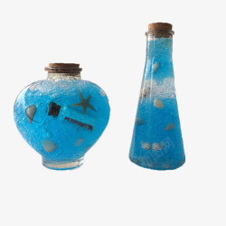 海洋瓶蓝色海洋心愿瓶软塞好看透明高清图片