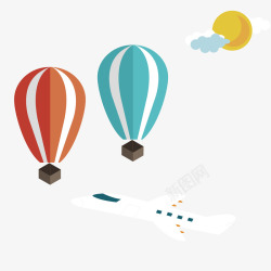 创意旅行青蛙设计热气球和云高清图片