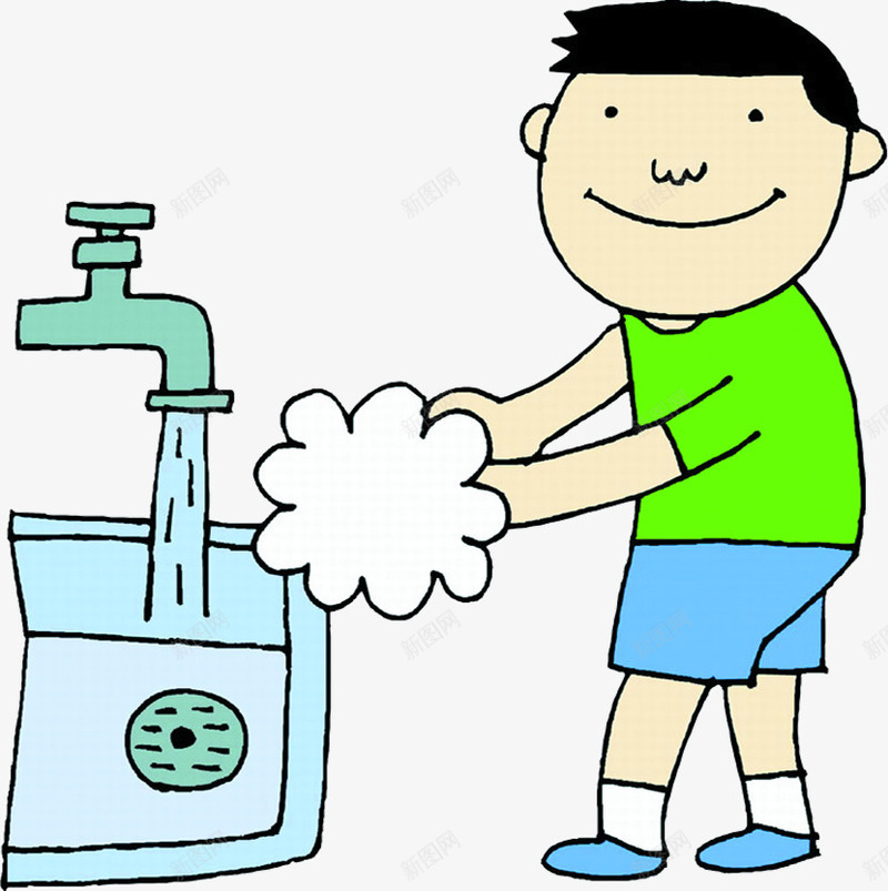洗手的卡通男孩医疗png免抠素材_新图网 https://ixintu.com 医疗 卡通 洗手 男孩