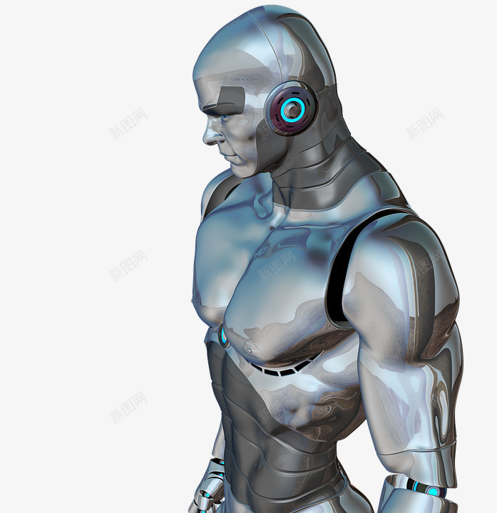 银色机器人png免抠素材_新图网 https://ixintu.com 工业 未来 液态 科幻