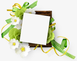 古典相框白色花朵素材