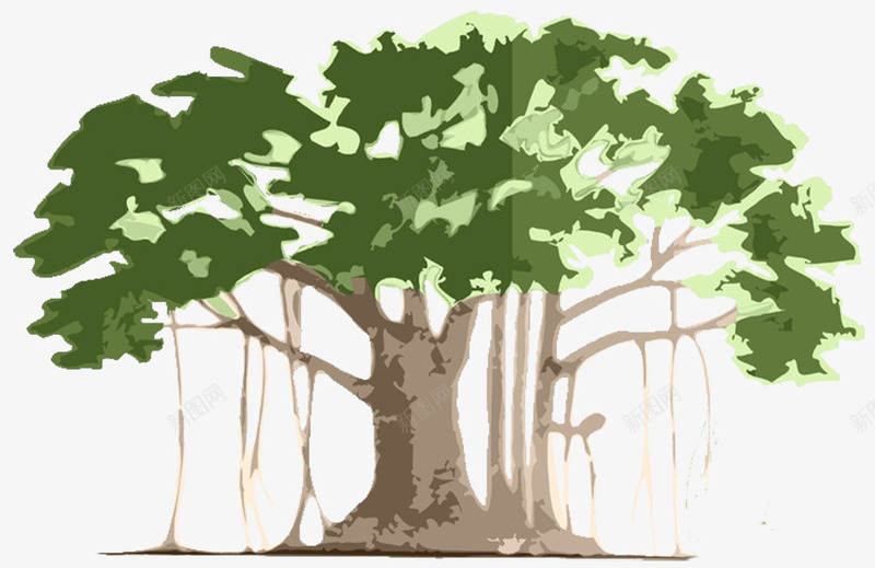 手绘绿色环保孟加拉古榕树png免抠素材_新图网 https://ixintu.com 古榕树 园林 孟加拉 手绘 树叶 榕 生态树 绿色 造型树
