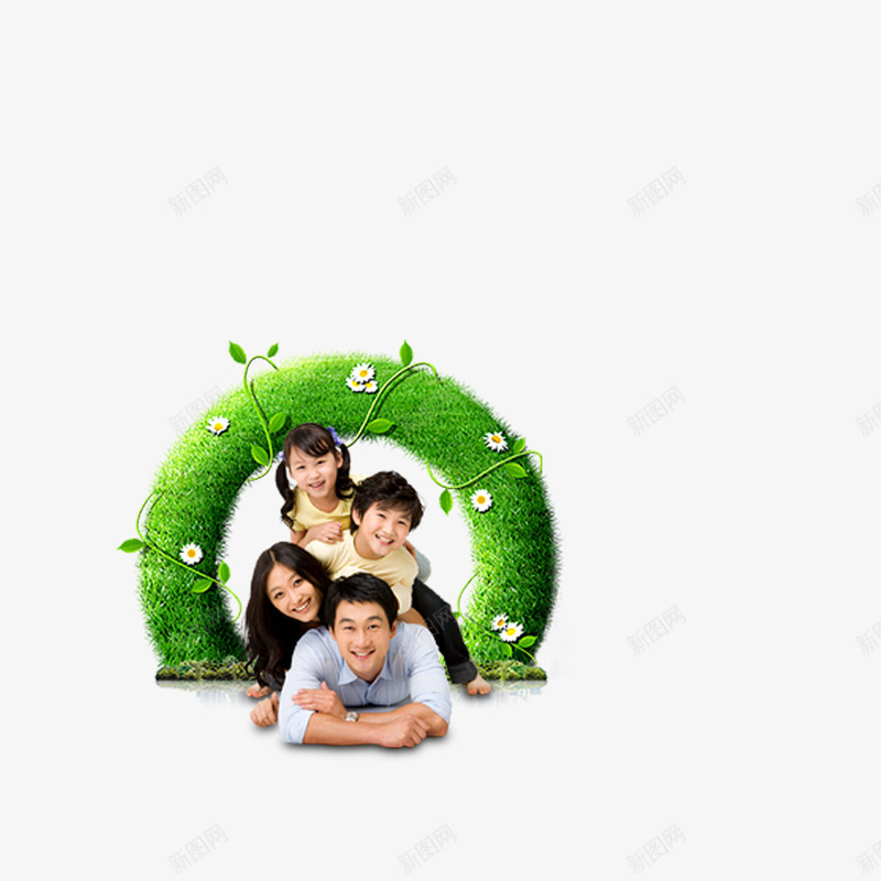 快乐一家人png免抠素材_新图网 https://ixintu.com 家庭 环保 绿色 装饰