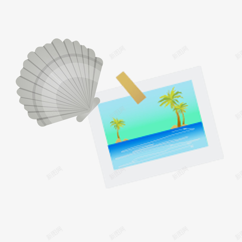 贝壳与沙滩照png免抠素材_新图网 https://ixintu.com 拍立得 沙滩 相框