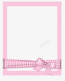 格子蝴蝶结手绘相框卡通相框粉色图标高清图片