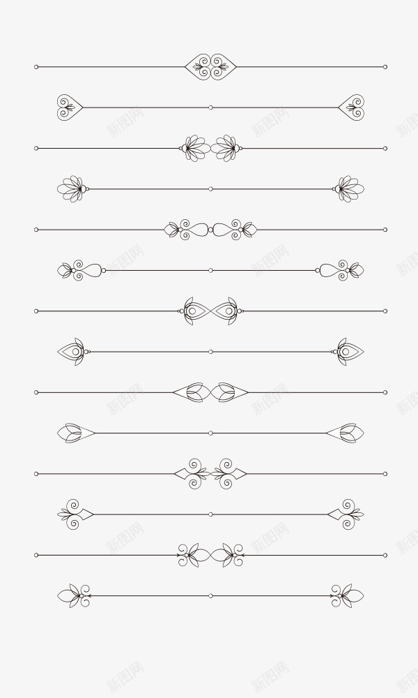 古风简约花边花纹分割线png免抠素材_新图网 https://ixintu.com 分割线 分割线笔刷 古风 简约 花纹箭头 花边 黑色花纹