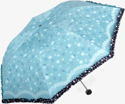 蕾丝边雨伞蓝色波点蕾丝雨伞高清图片