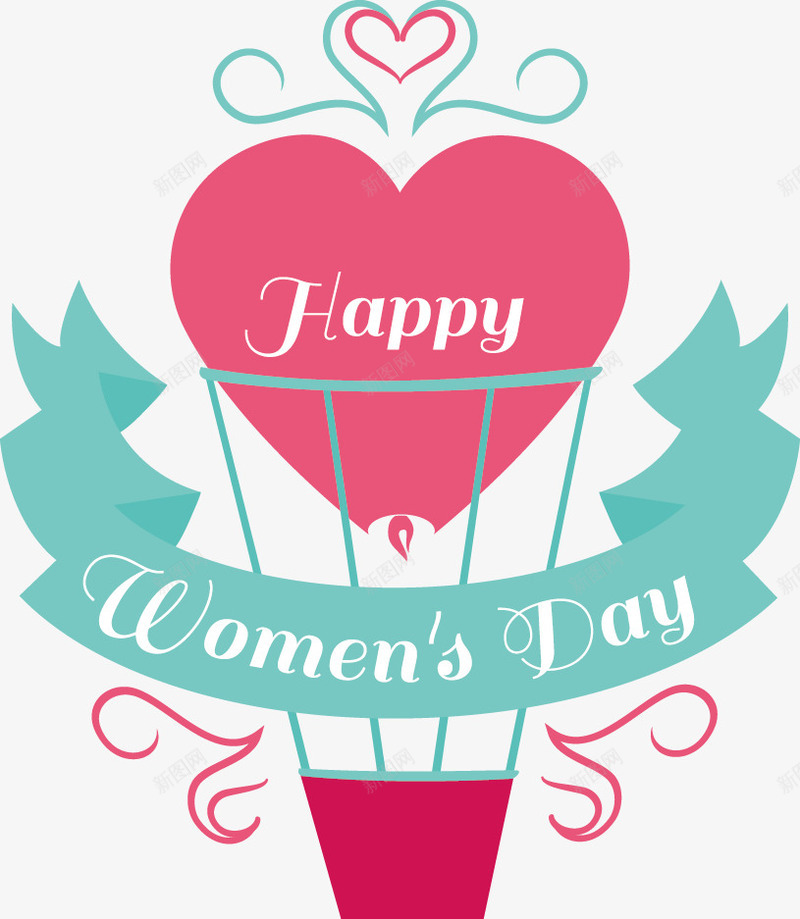 妇女节装饰元素png免抠素材_新图网 https://ixintu.com happywomensday 丝带 妇女节 标签 热气球 爱心 礼物 花卉