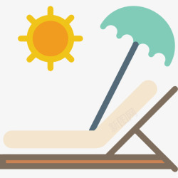 太阳浴日光浴浴床图标高清图片