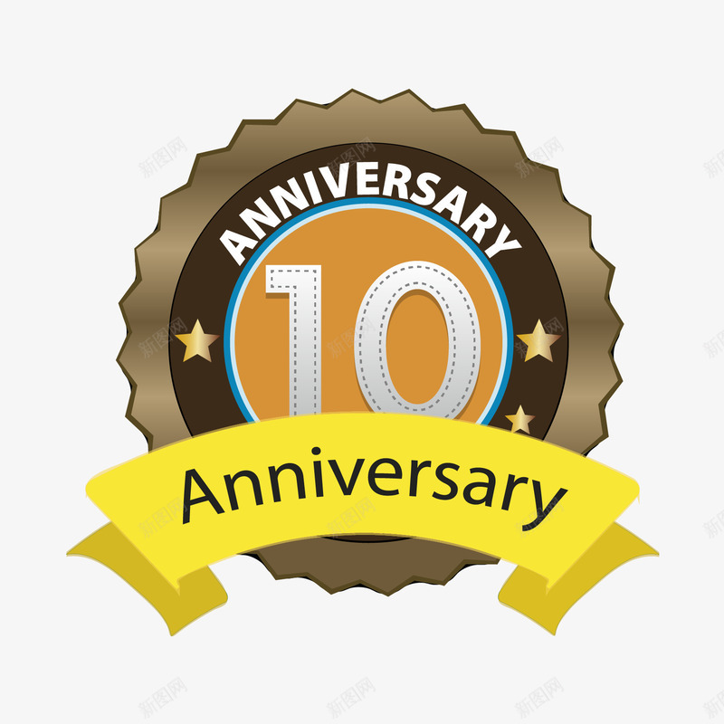 10周年徽章png免抠素材_新图网 https://ixintu.com 10th 10周年 10周年庆典 徽章