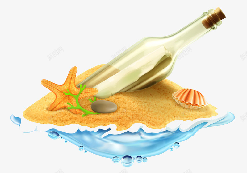 沙滩漂流瓶图标png_新图网 https://ixintu.com 沙滩 海星 海滩 漂流瓶 贝壳