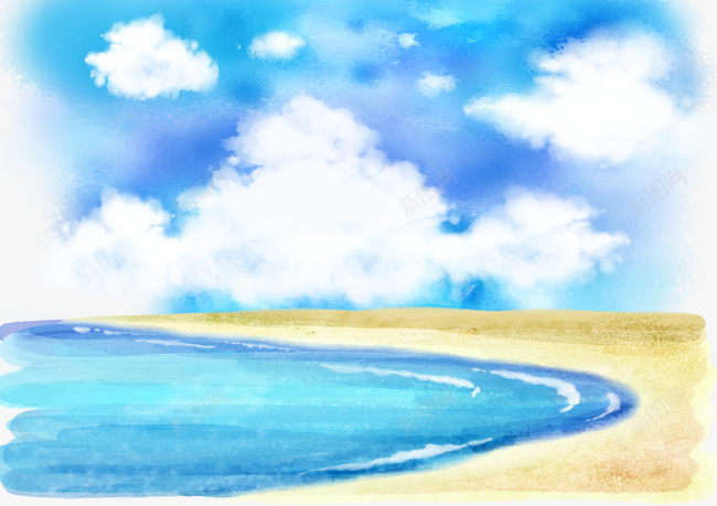 沙滩美景psd免抠素材_新图网 https://ixintu.com 平面设计沙滩背景海水卡通画