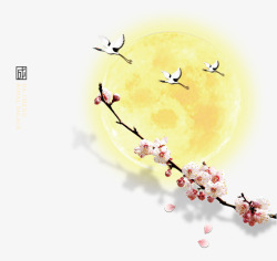 中秋节月亮桃花素材