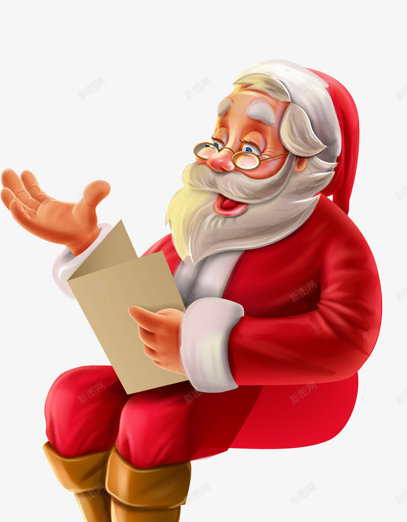 圣诞节呆萌圣诞老人png免抠素材_新图网 https://ixintu.com 呆萌圣诞老人 圣诞节 开心 红色圣诞帽 读书 黄色书本
