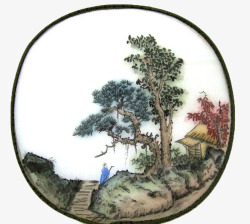 女生圆扇扇面中国传统圆扇扇面高清图片