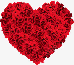 红色丝带与爱心红色鲜花玫瑰爱情爱心高清图片