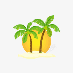 卡通沙滩椰子树植物素材