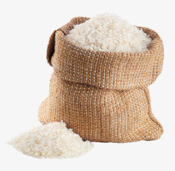 米粮麻袋里装着的大米高清图片