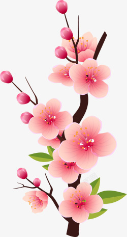 红色桃花春天花朵装饰图案矢量图高清图片