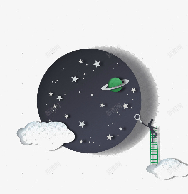 夜晚星球世界png免抠素材_新图网 https://ixintu.com 夜晚 太空 插画 星球