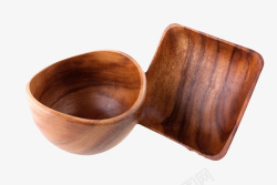 棕色饭碗深棕色容器弯曲口木制碗和碟子实高清图片