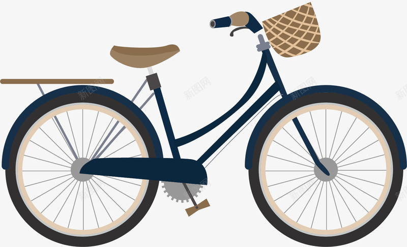老式自行车矢量图ai免抠素材_新图网 https://ixintu.com 两个轮子 交通工具 抽象 老式自行车 花篮子 矢量图