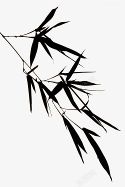 黑色手绘竹子素材