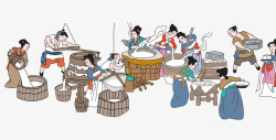古代磨豆腐工程素材