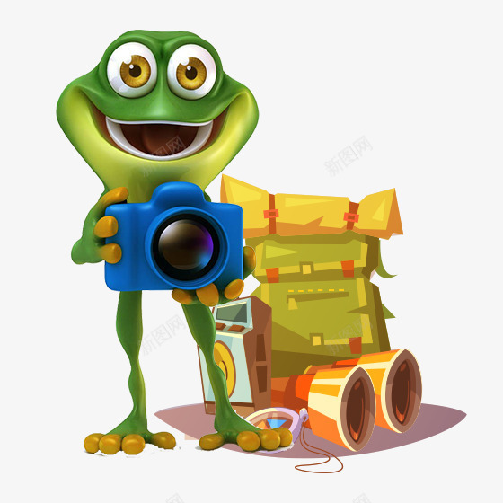 彩色光泽质感青蛙拍照元素psd免抠素材_新图网 https://ixintu.com 光泽 卡通插画 彩色 拍照 旅行 望远镜 眼睛 质感