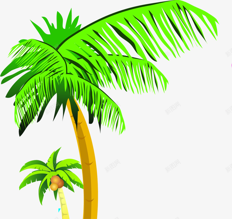 夏日卡通植物绿色棕树沙滩png免抠素材_新图网 https://ixintu.com 卡通 夏日 棕树 植物 沙滩 绿色