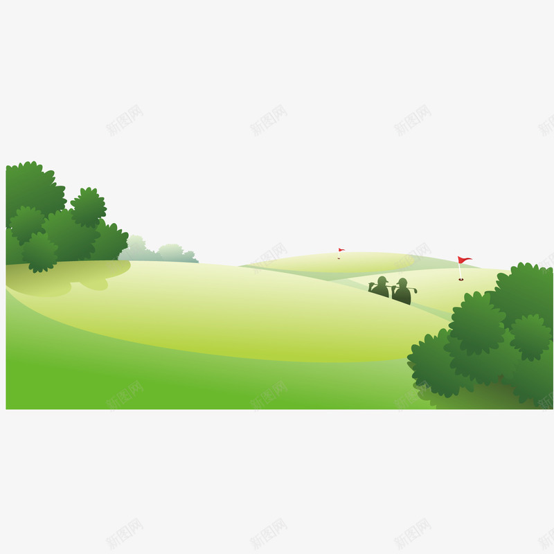 高尔夫球场的风景png免抠素材_新图网 https://ixintu.com 植物 绿色 草地 高尔夫球场