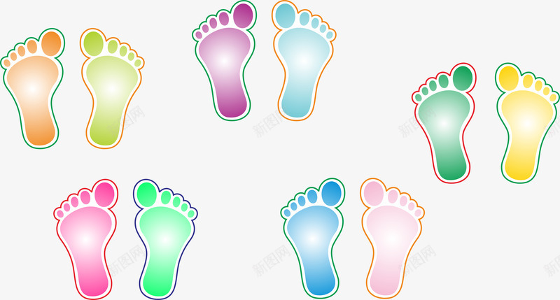 脚丫png免抠素材_新图网 https://ixintu.com 彩色 沙滩 脚印