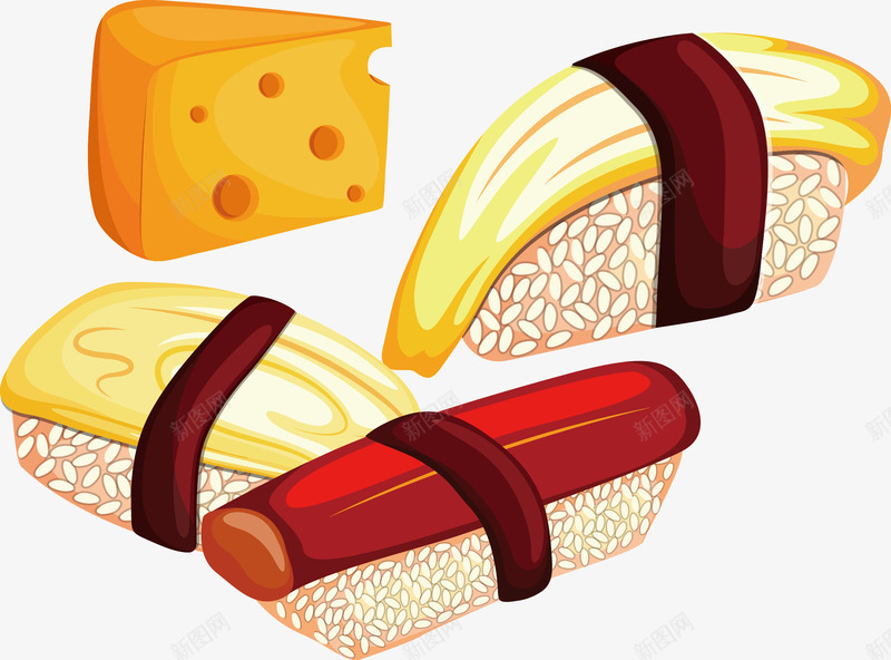 玉子寿司png免抠素材_新图网 https://ixintu.com 猫和老鼠 矢量源文件 美食汇 美食汇集 芝士奶酪 芝士寿司 蒸煮煎美食汇 香美食汇