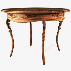 圆形雕刻实木旧桌子素材