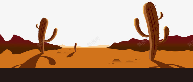 沙漠上的仙人掌png免抠素材_新图网 https://ixintu.com 土地干燥 干旱 温度高 燥热 黄沙