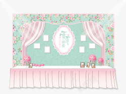 粉色布幔欧式小清新婚礼签到桌高清图片