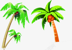 卡通海报沙滩植物椰子树素材